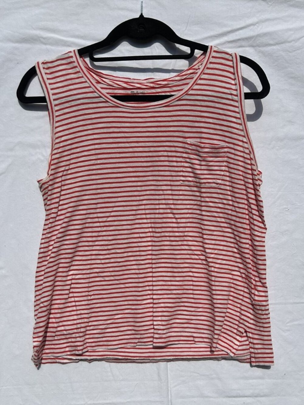 Patriotic Red White Striped Madewell Cotton Tank Top Small